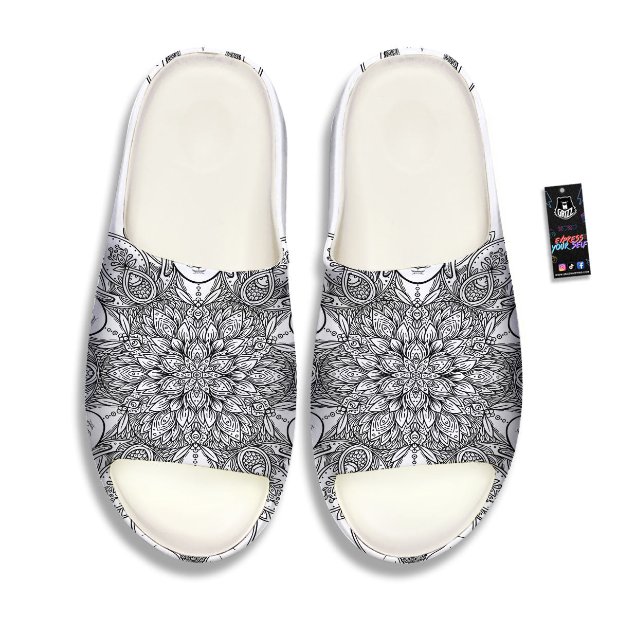 Buddha Face Ornate Mandala Print Sandals-grizzshop