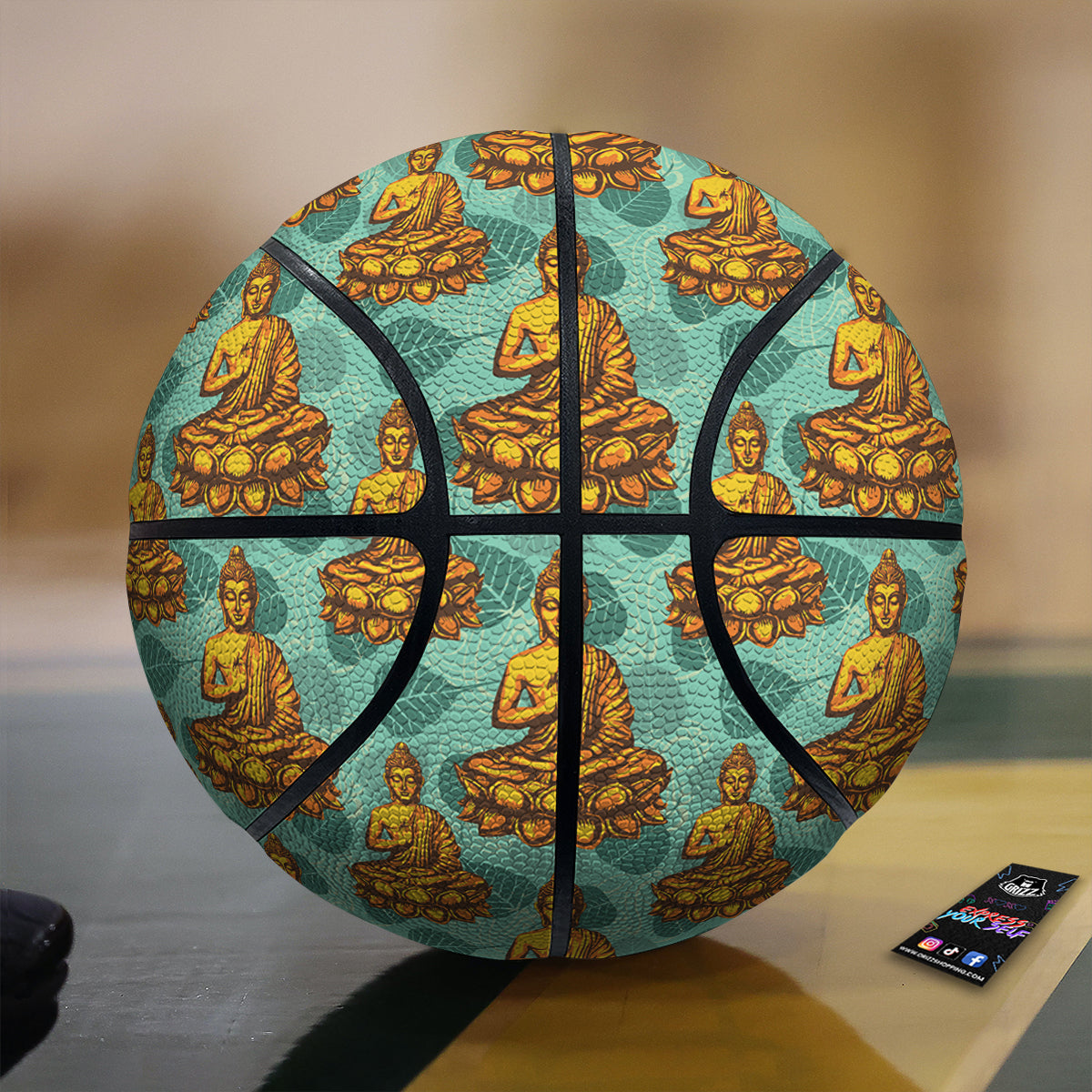 Buddha Sits On The Leaf Print Pattern Basketball
