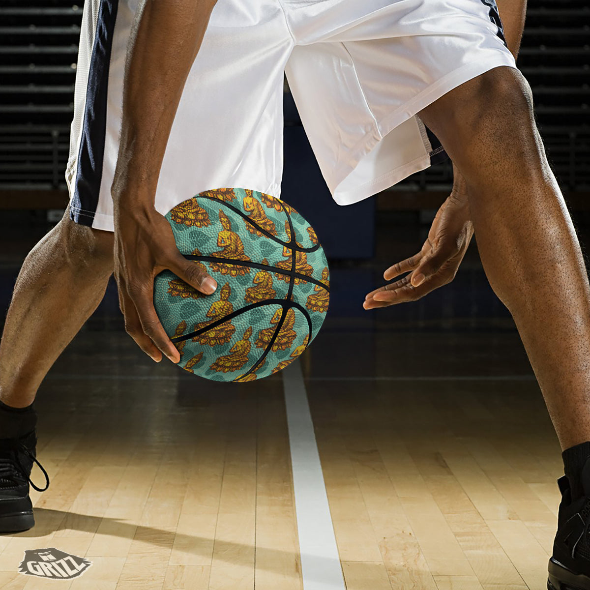 Buddha Sits On The Leaf Print Pattern Basketball