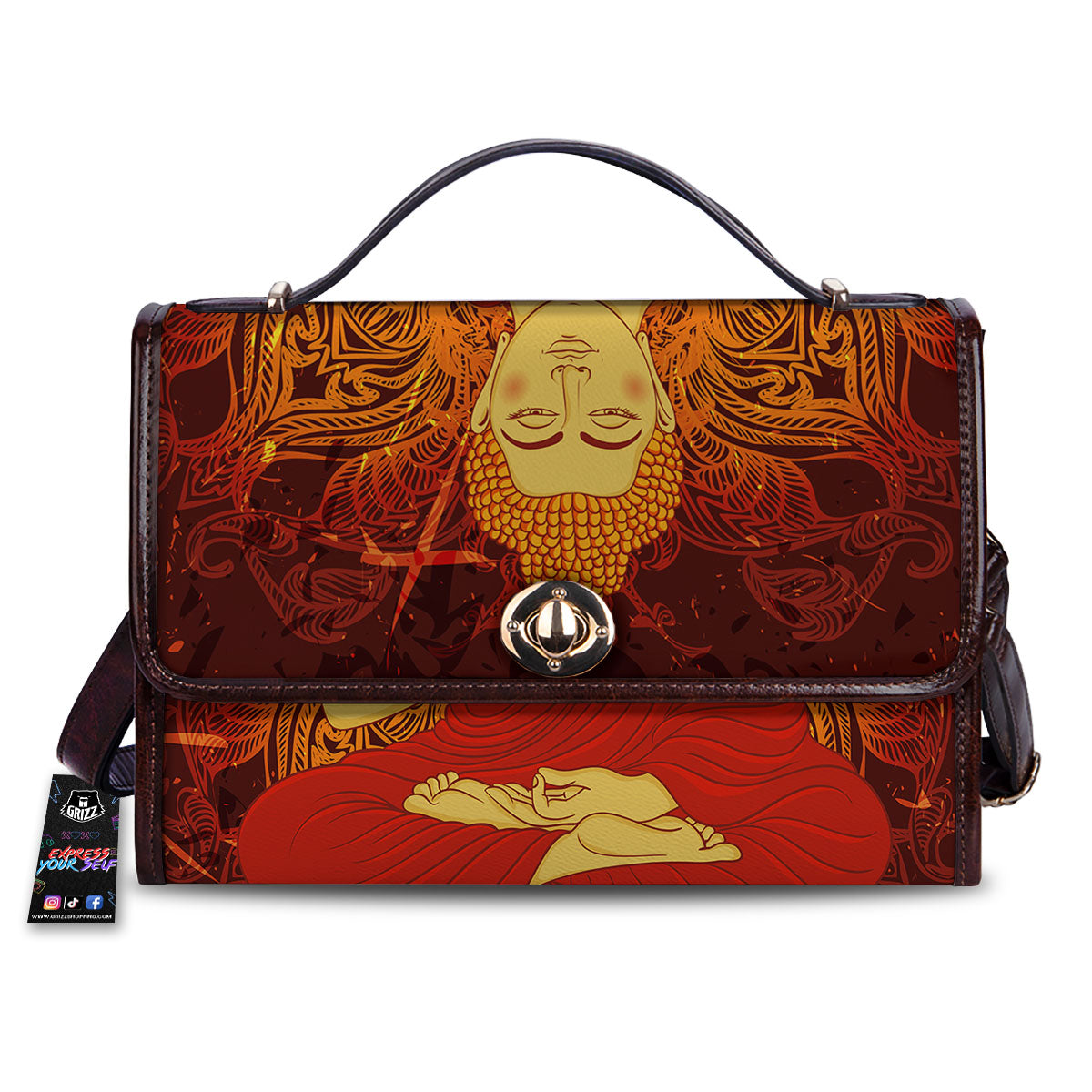 Buddha Statue Vintage Print Women's Satchel Bag