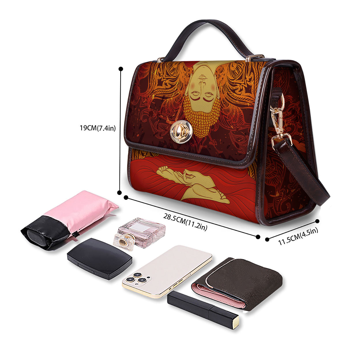 Buddha Statue Vintage Print Women's Satchel Bag