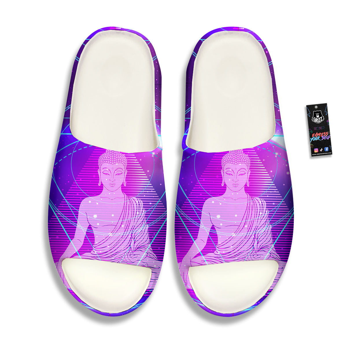Buddha Teal And Purple Print Sandals-grizzshop