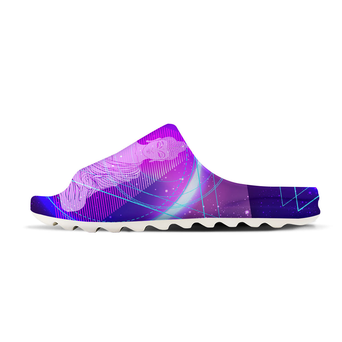 Buddha Teal And Purple Print Sandals-grizzshop