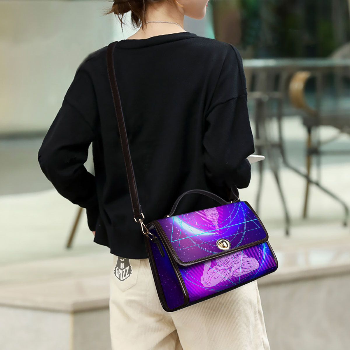 Buddha Teal And Purple Print Women's Satchel Bag