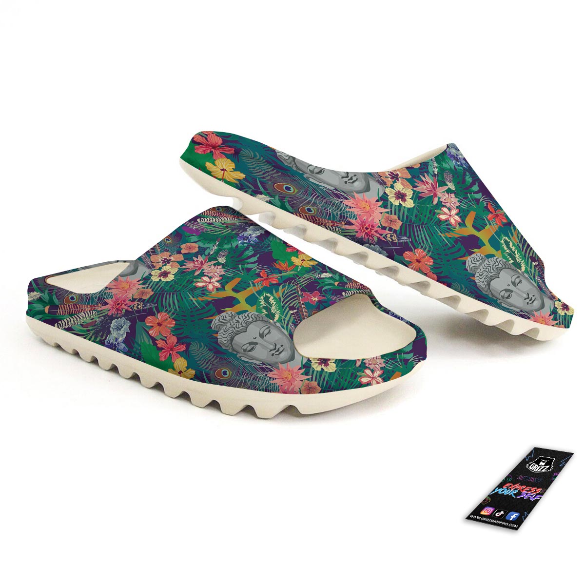 Buddha Tropical Print Pattern Sandals-grizzshop