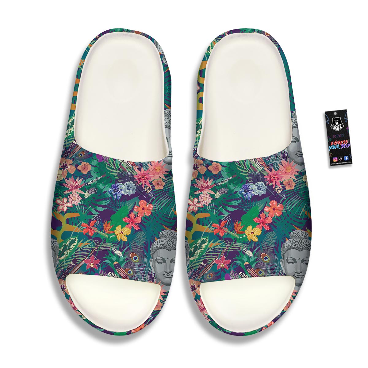 Buddha Tropical Print Pattern Sandals-grizzshop