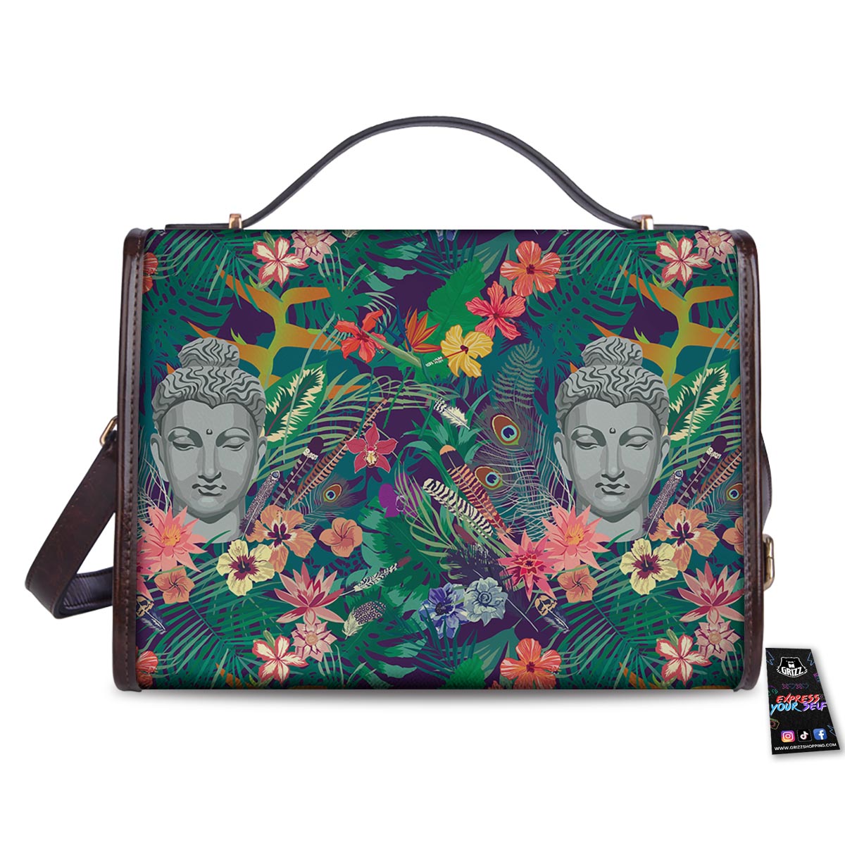 Buddha Tropical Print Pattern Women's Satchel Bag