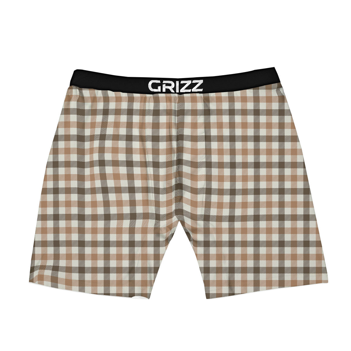 Buffalo Check Beige And Brown Print Boxer Briefs-grizzshop