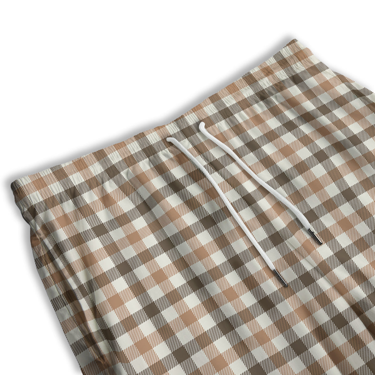 Buffalo Check Beige And Brown Print Men's Athletic Shorts