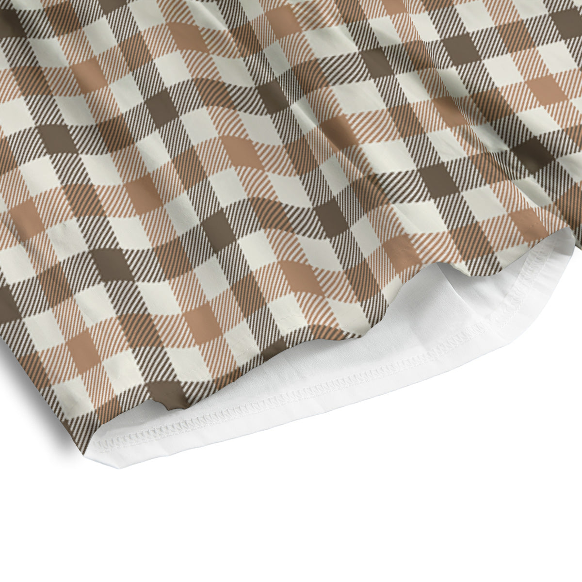 Buffalo Check Beige And Brown Print Men's Athletic Shorts