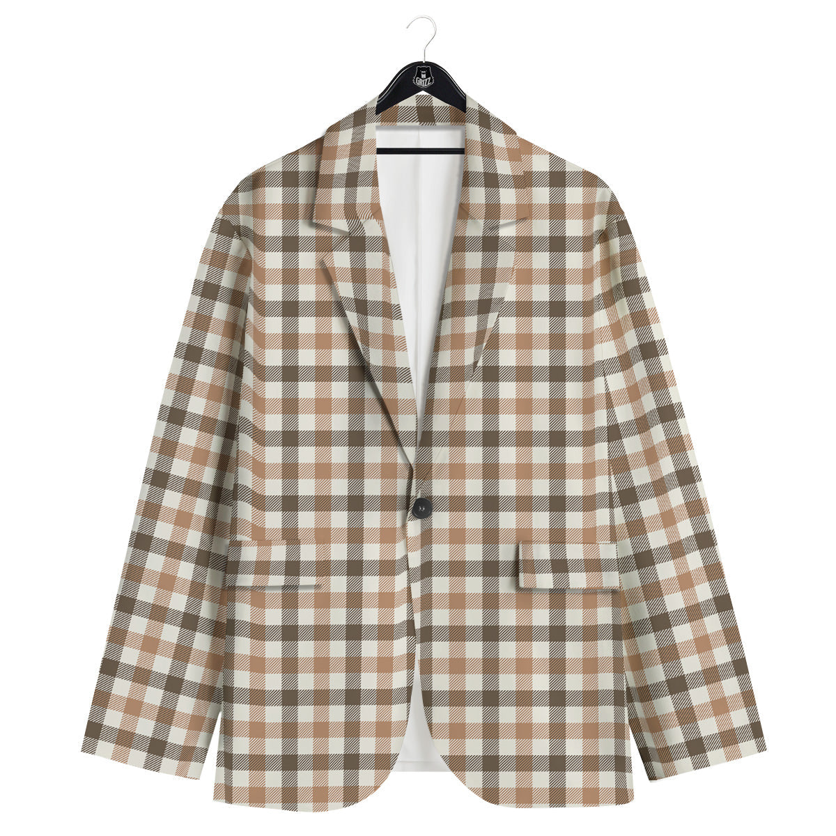 Buffalo Check Beige And Brown Print Men's Sport Coat-grizzshop