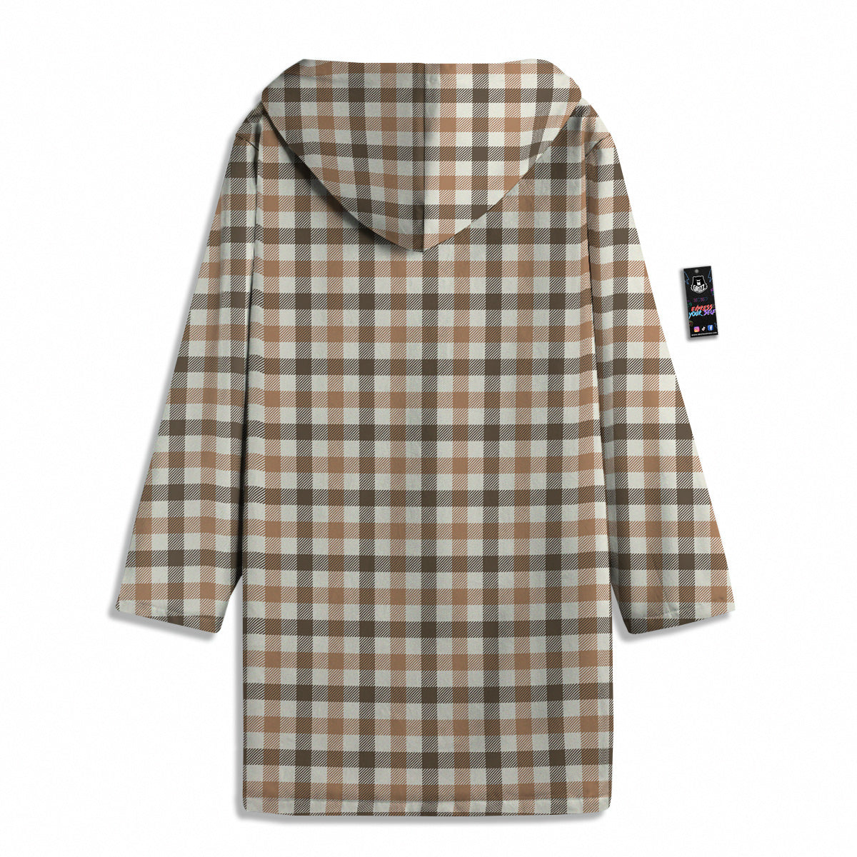 Buffalo Check Beige And Brown Print Men's Windbreaker Jacket-grizzshop