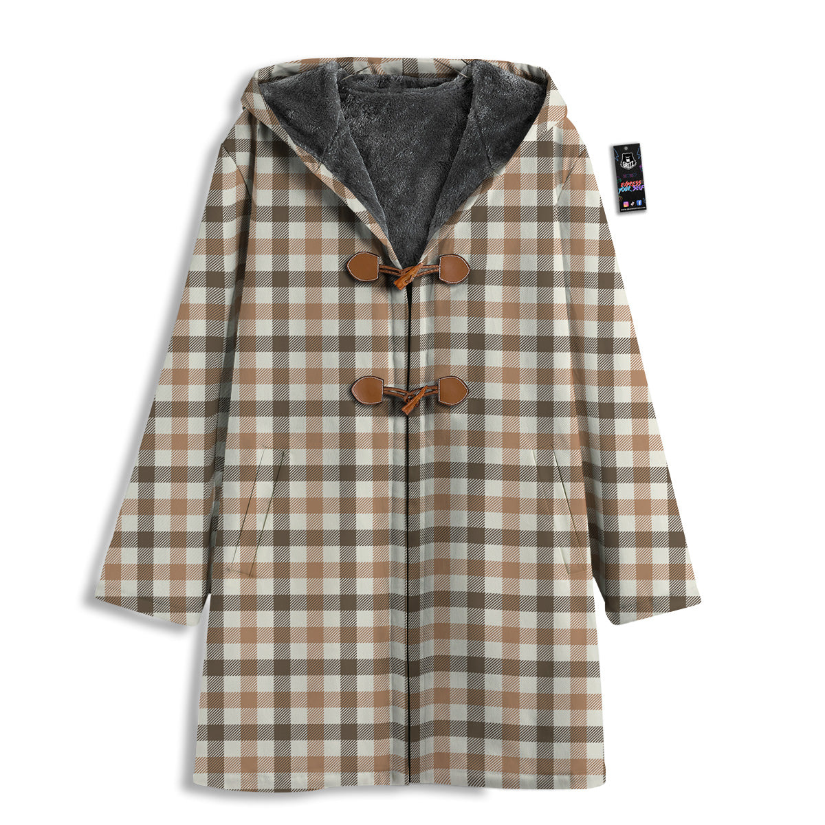 Buffalo Check Beige And Brown Print Men's Windbreaker Jacket-grizzshop