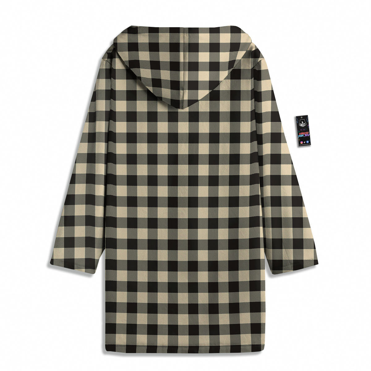 Buffalo Check Black And Beige Print Men's Windbreaker Jacket-grizzshop
