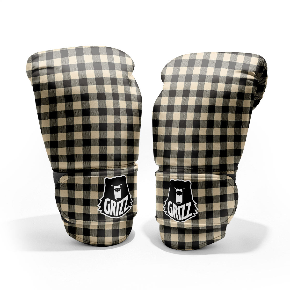 Buffalo Check Black And Beige Print Pro Boxing Glove