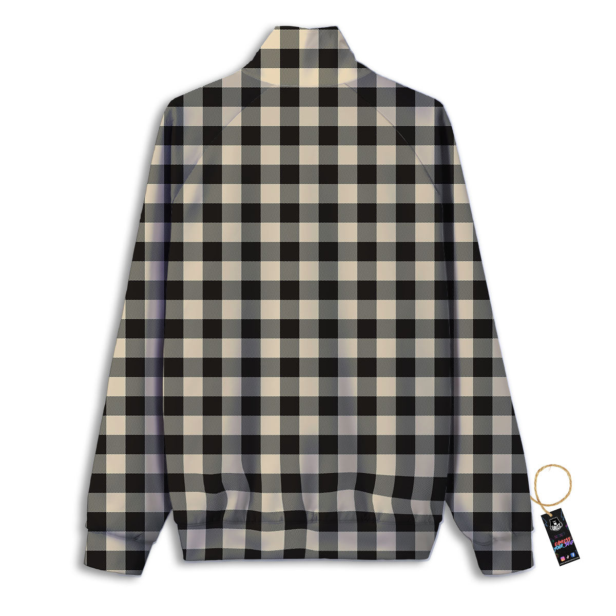 Buffalo Check Black And Beige Print Track Jacket-grizzshop