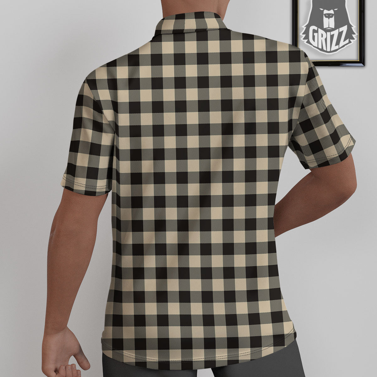 Buffalo Check Black And Beige Print Untucked Shirts-grizzshop