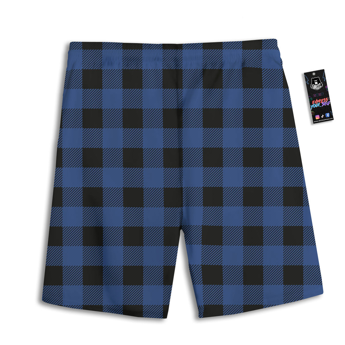 Buffalo Check Black And Blue Print Men's Athletic Shorts
