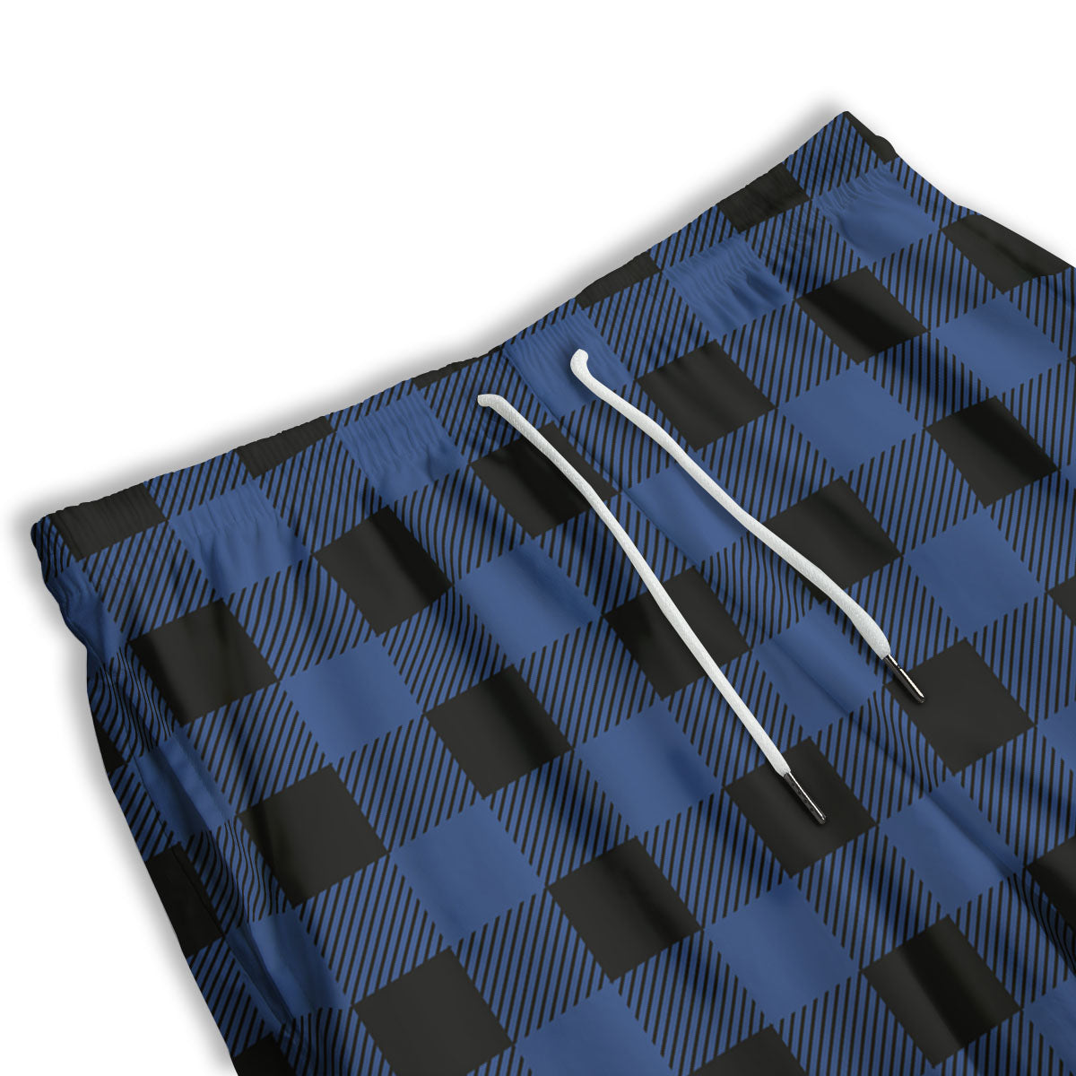 Buffalo Check Black And Blue Print Men's Athletic Shorts