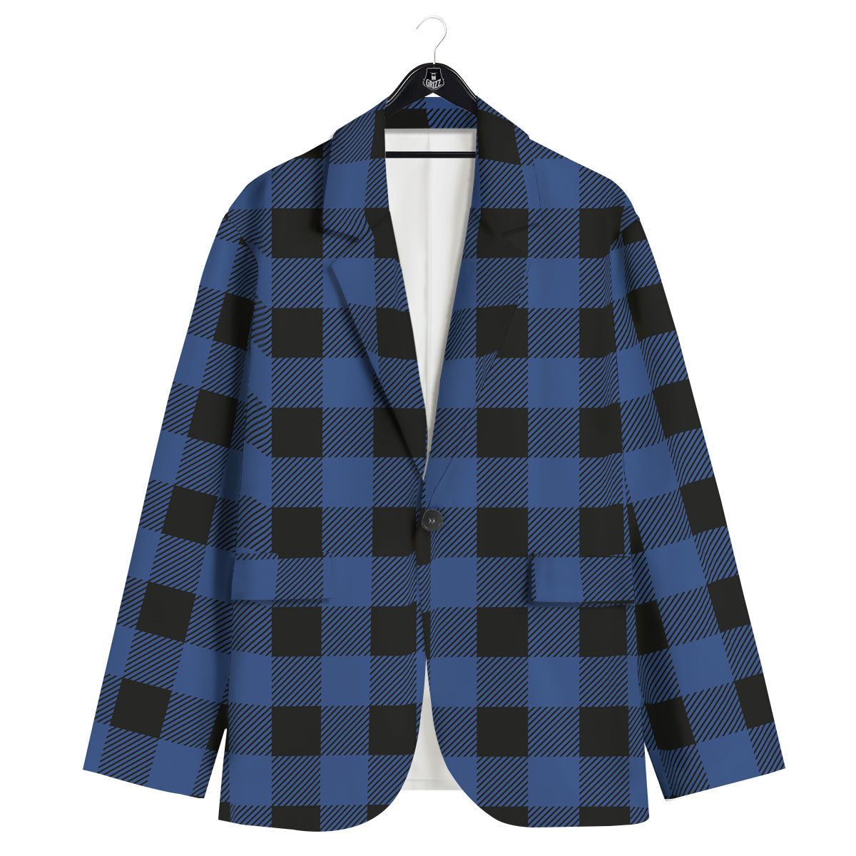 Buffalo Check Black And Blue Print Men's Sport Coat-grizzshop