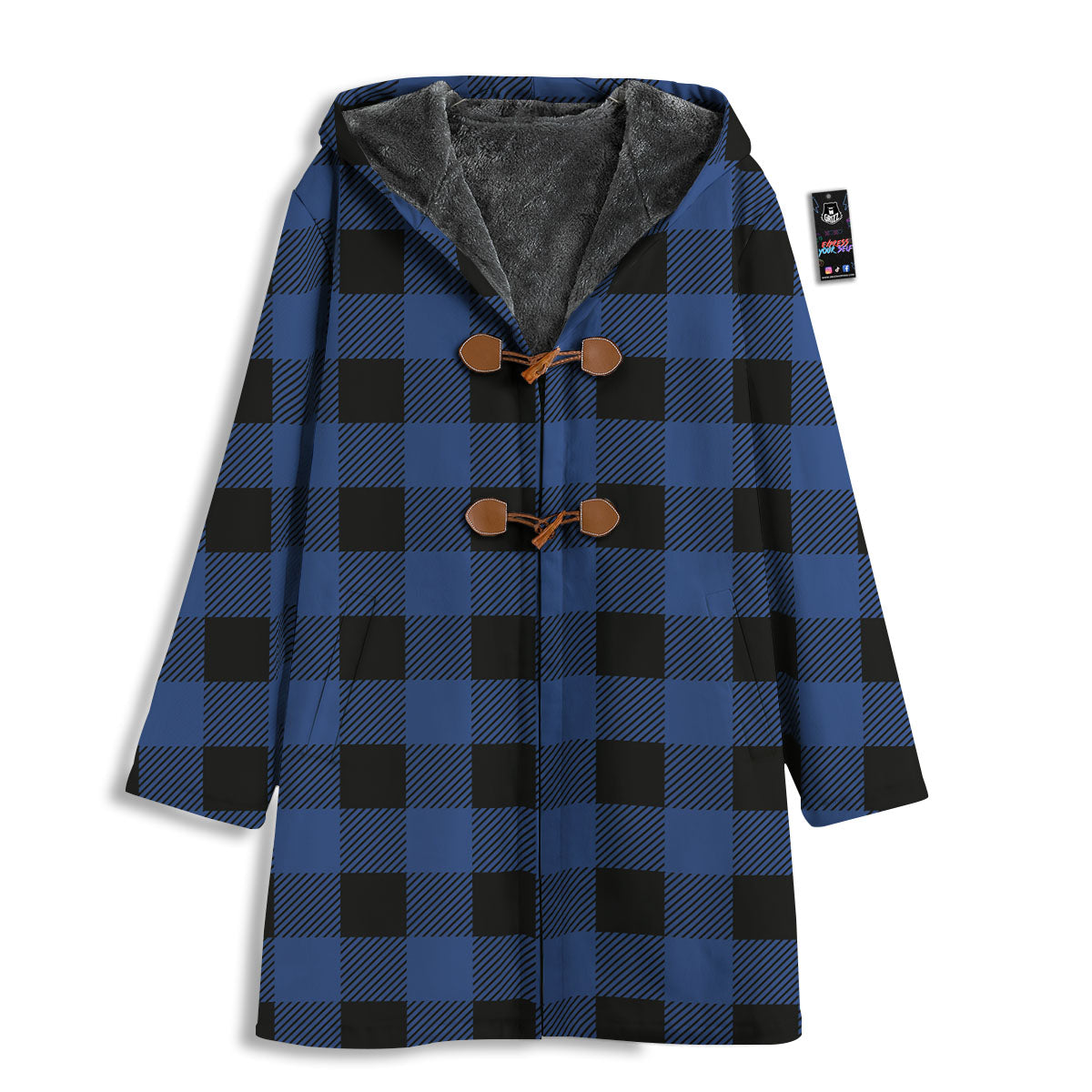Buffalo Check Black And Blue Print Men's Windbreaker Jacket-grizzshop