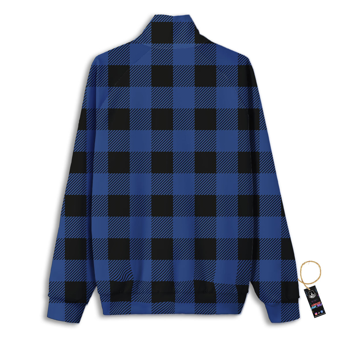Buffalo Check Black And Blue Print Track Jacket-grizzshop