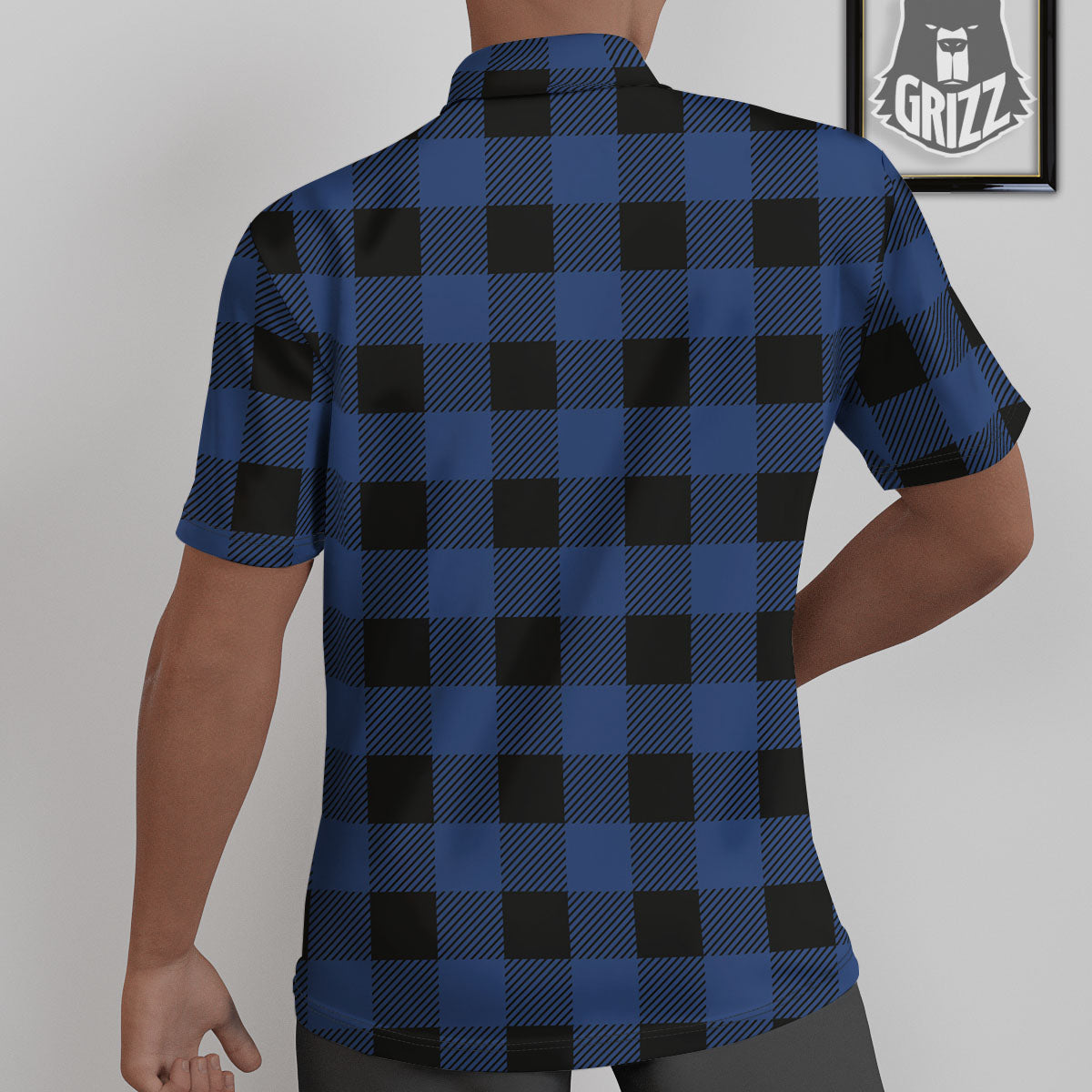 Buffalo Check Black And Blue Print Untucked Shirts-grizzshop