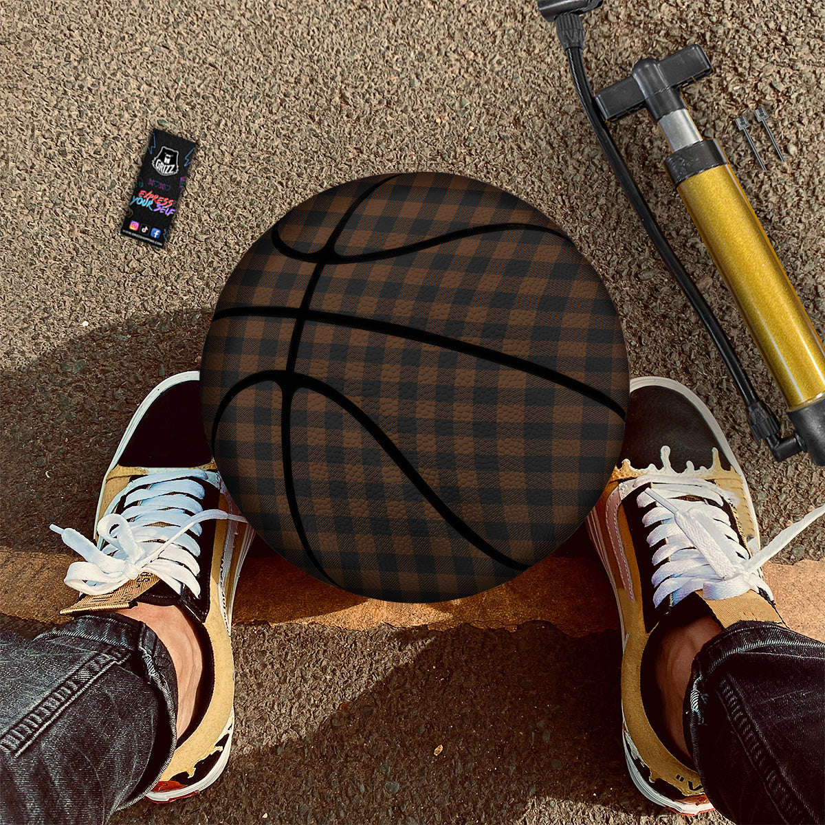 Buffalo Check Black And Brown Print Basketball-grizzshop