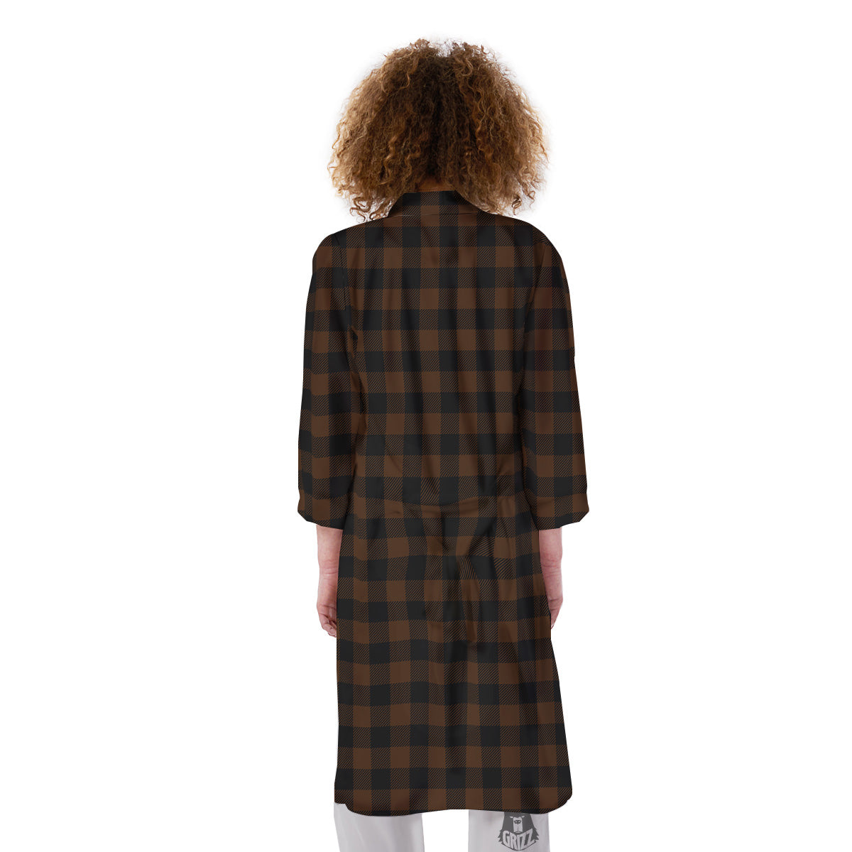 Buffalo Check Black And Brown Print Kimono-grizzshop