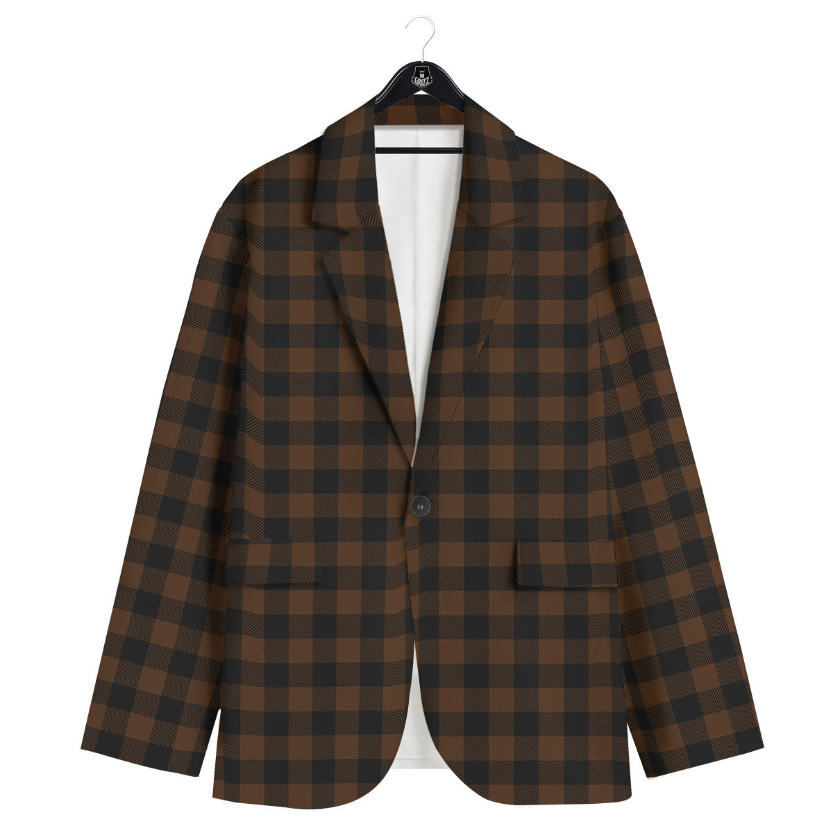Buffalo Check Black And Brown Print Men's Sport Coat-grizzshop