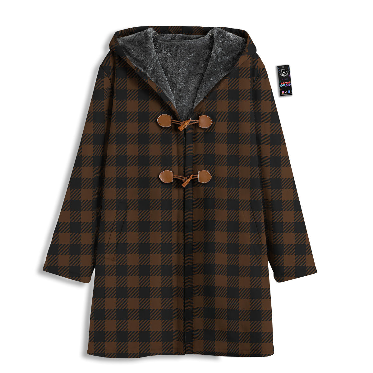 Buffalo Check Black And Brown Print Men's Windbreaker Jacket-grizzshop