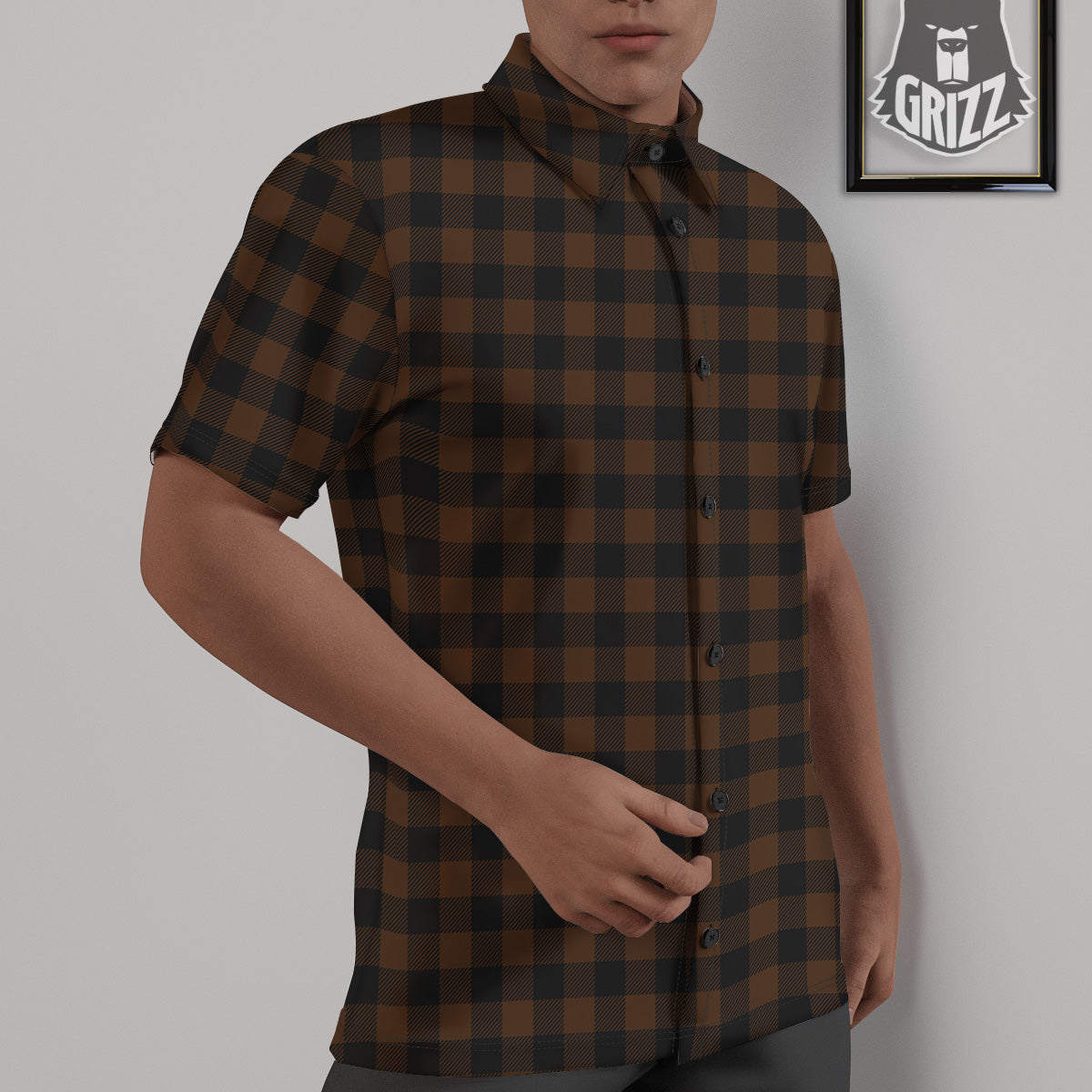 Buffalo Check Black And Brown Print Untucked Shirts-grizzshop