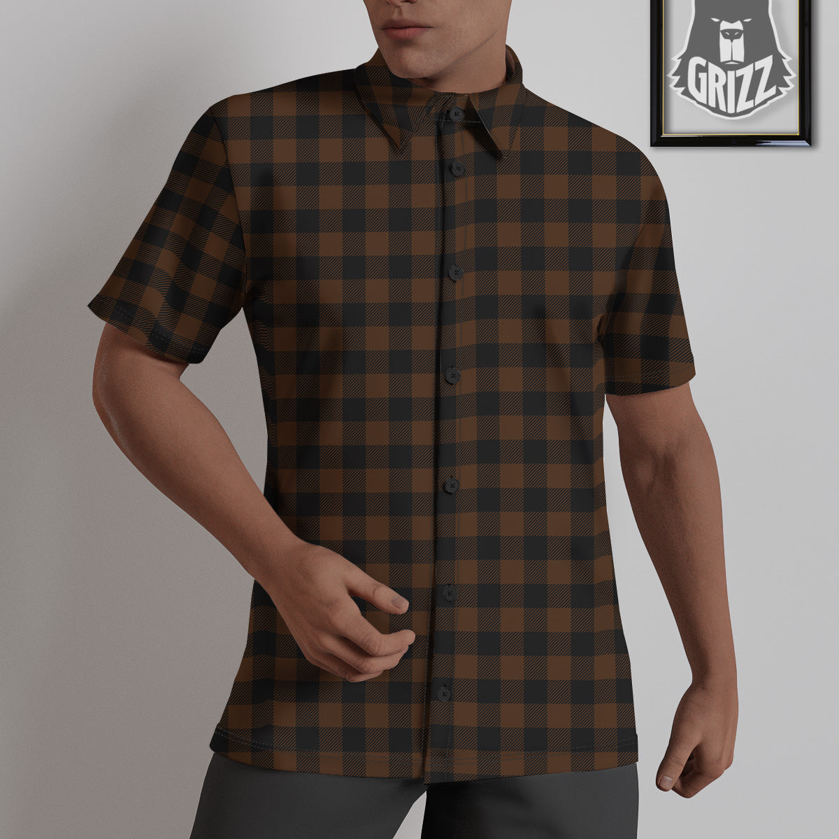 Buffalo Check Black And Brown Print Untucked Shirts-grizzshop