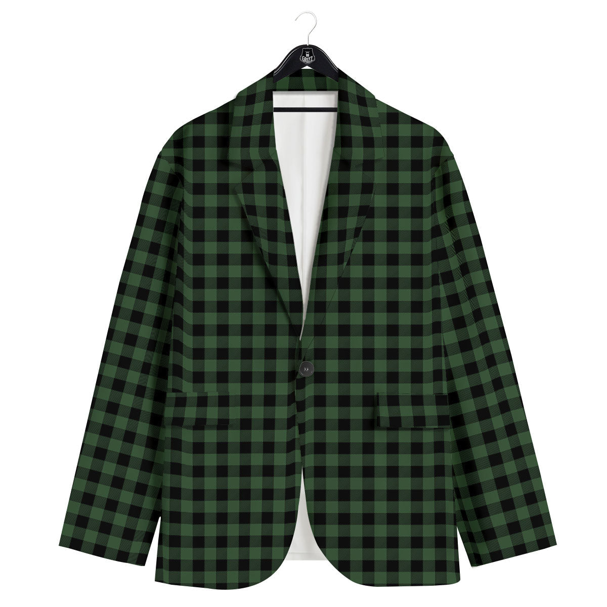 Buffalo Check Black And Green Print Men's Sport Coat-grizzshop