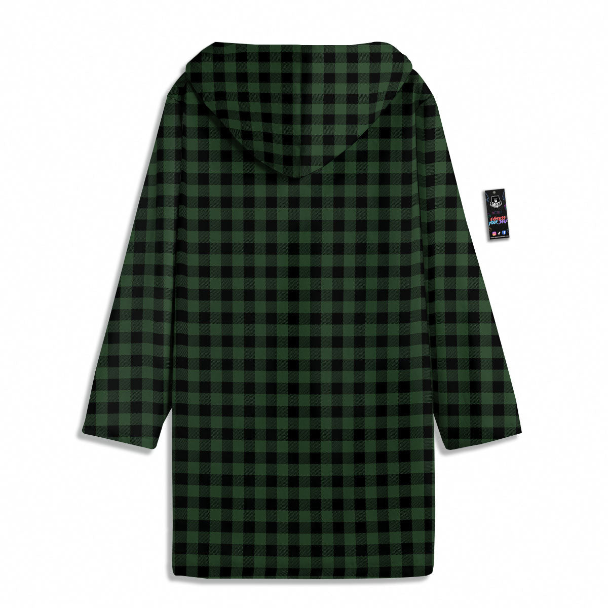 Buffalo Check Black And Green Print Men's Windbreaker Jacket-grizzshop