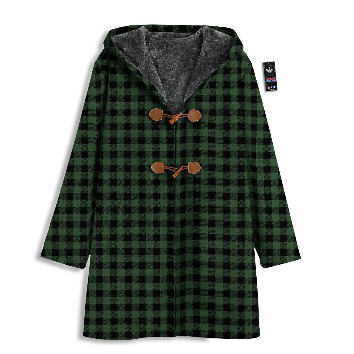 Buffalo Check Black And Green Print Men's Windbreaker Jacket-grizzshop