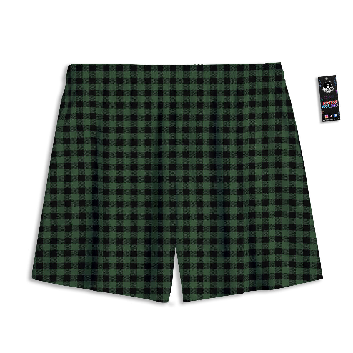 Buffalo Check Black And Green Print Mesh Shorts