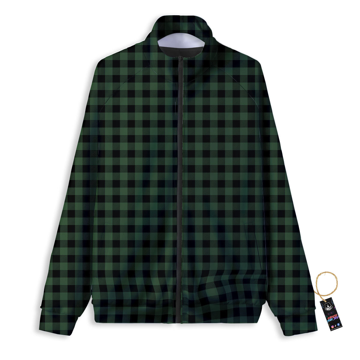 Buffalo Check Black And Green Print Track Jacket-grizzshop