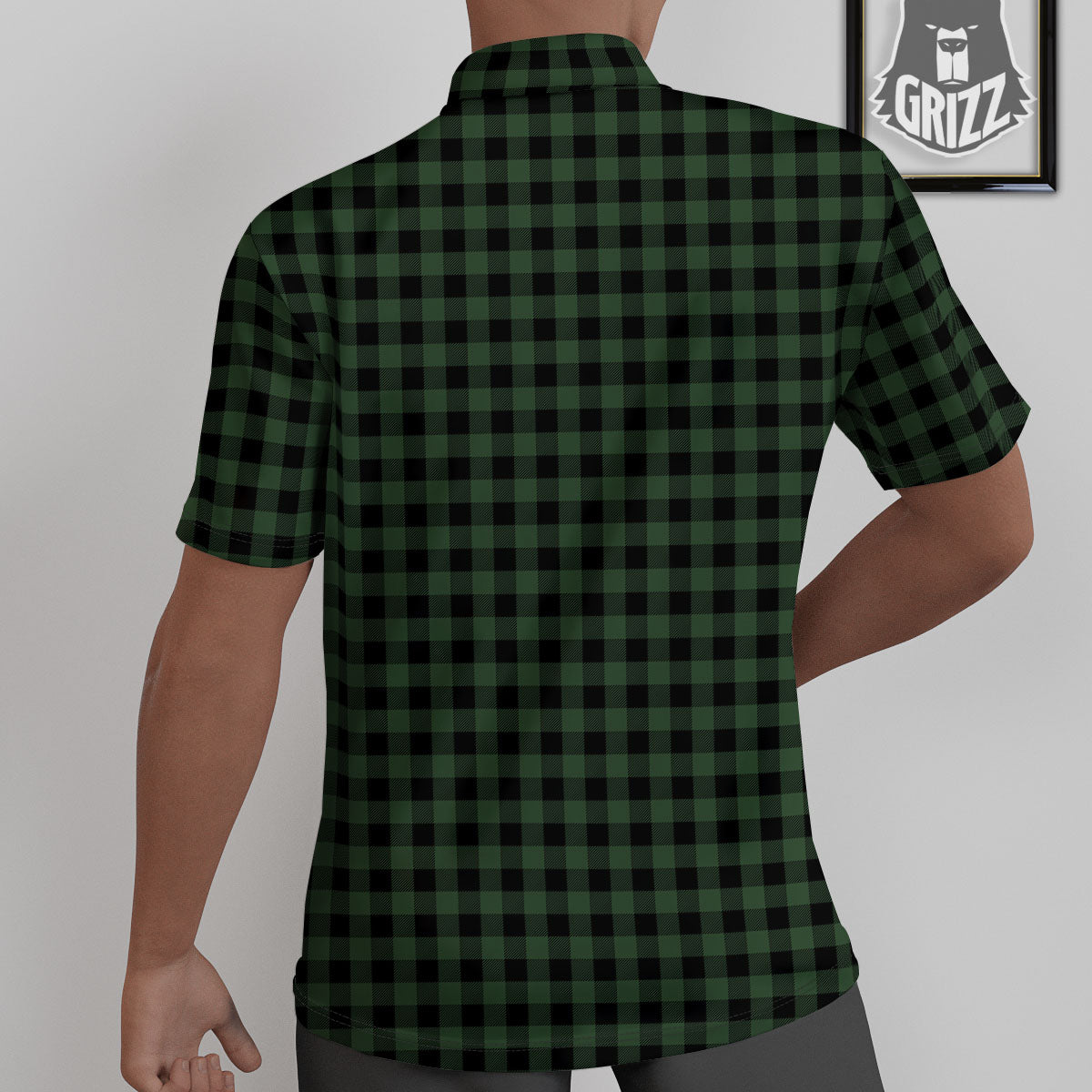Buffalo Check Black And Green Print Untucked Shirts-grizzshop