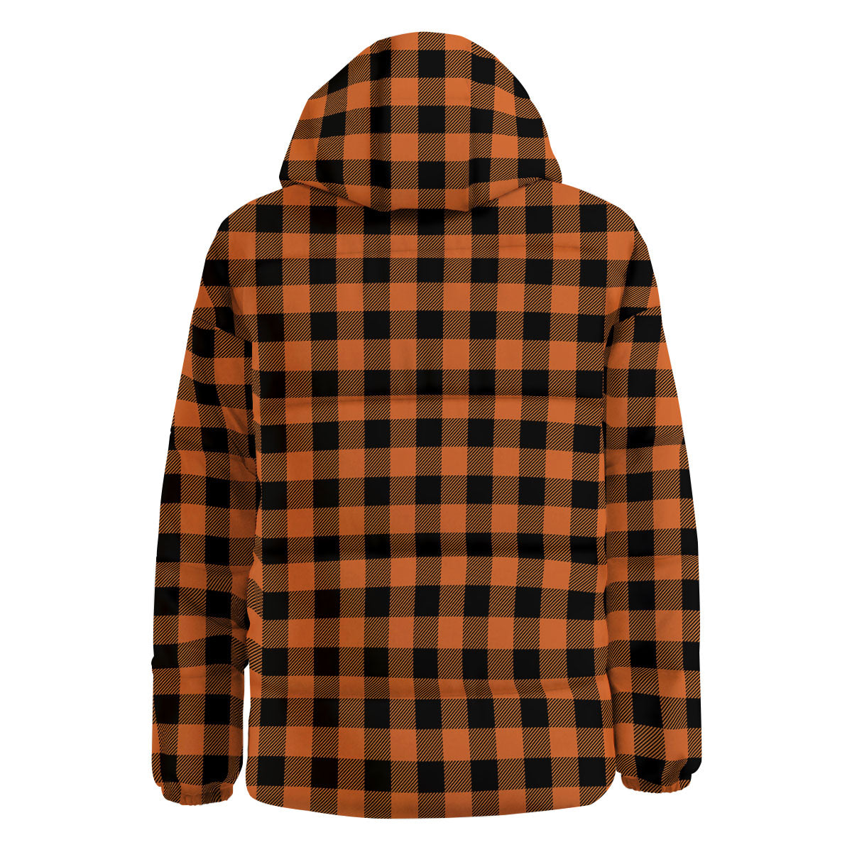 Buffalo Check Black And Orange Print Pattern Down Jacket-grizzshop