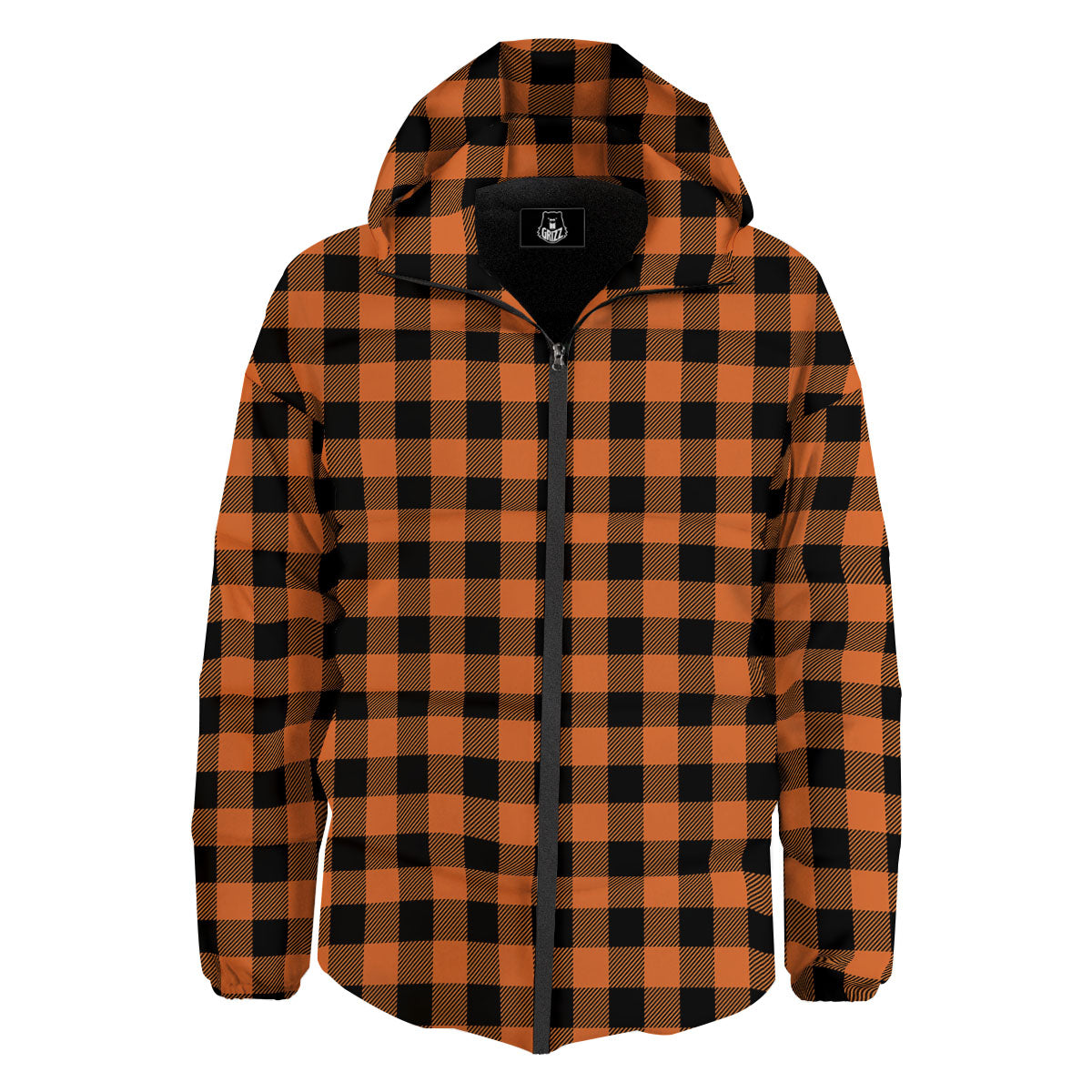 Buffalo Check Black And Orange Print Pattern Down Jacket-grizzshop