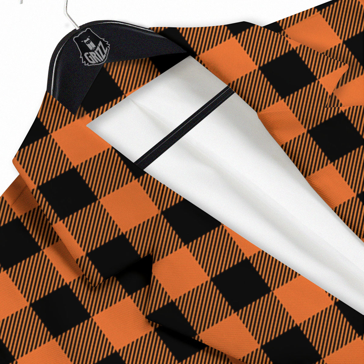 Buffalo Check Black And Orange Print Pattern Men's Sport Coat-grizzshop