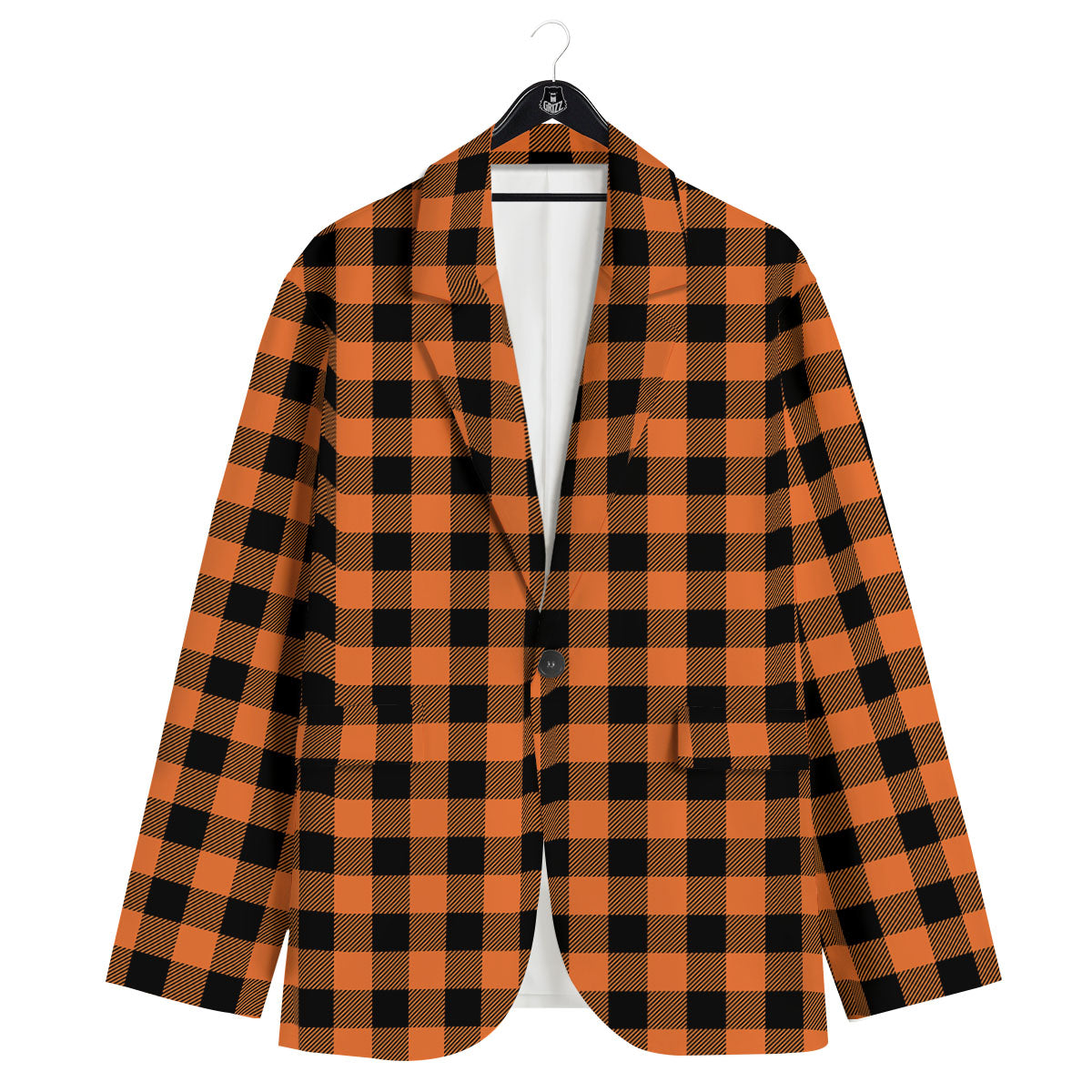 Buffalo Check Black And Orange Print Pattern Men's Sport Coat-grizzshop