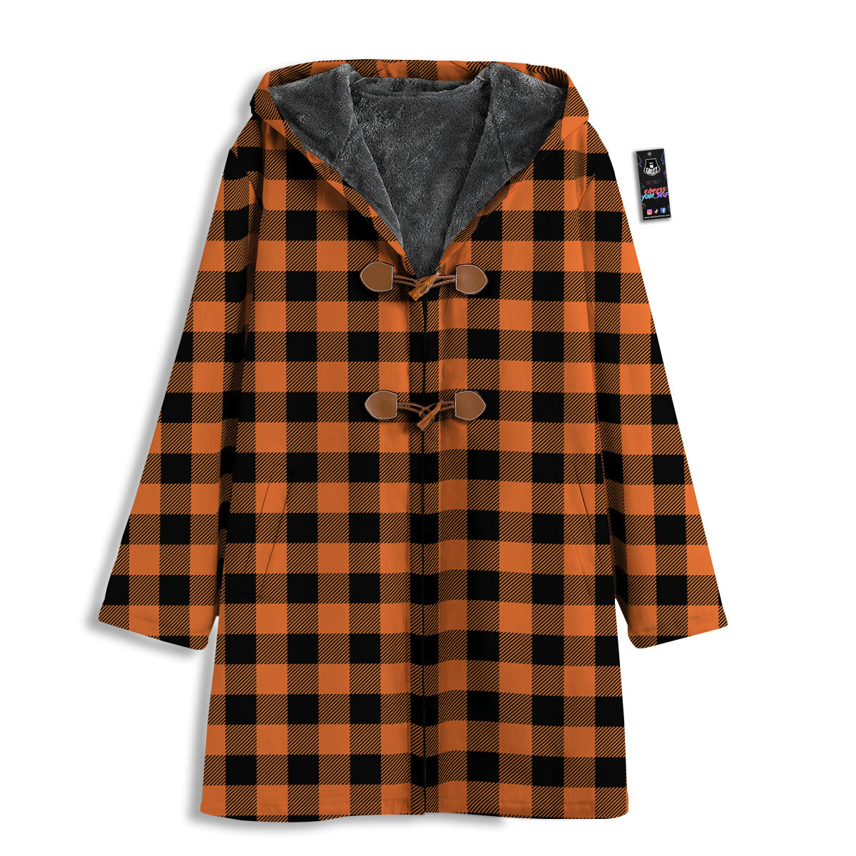 Buffalo Check Black And Orange Print Pattern Men's Windbreaker Jacket-grizzshop