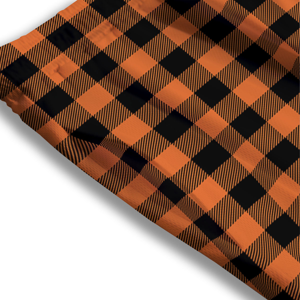 Buffalo Check Black And Orange Print Pattern Mesh Shorts