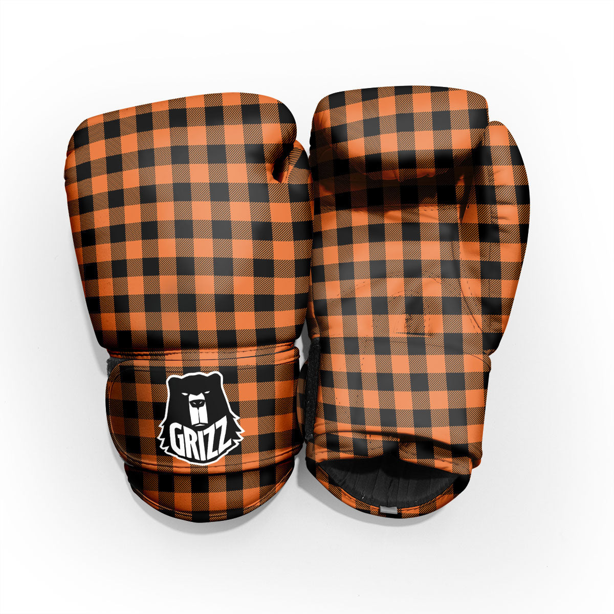 Buffalo Check Black And Orange Print Pattern Pro Boxing Glove