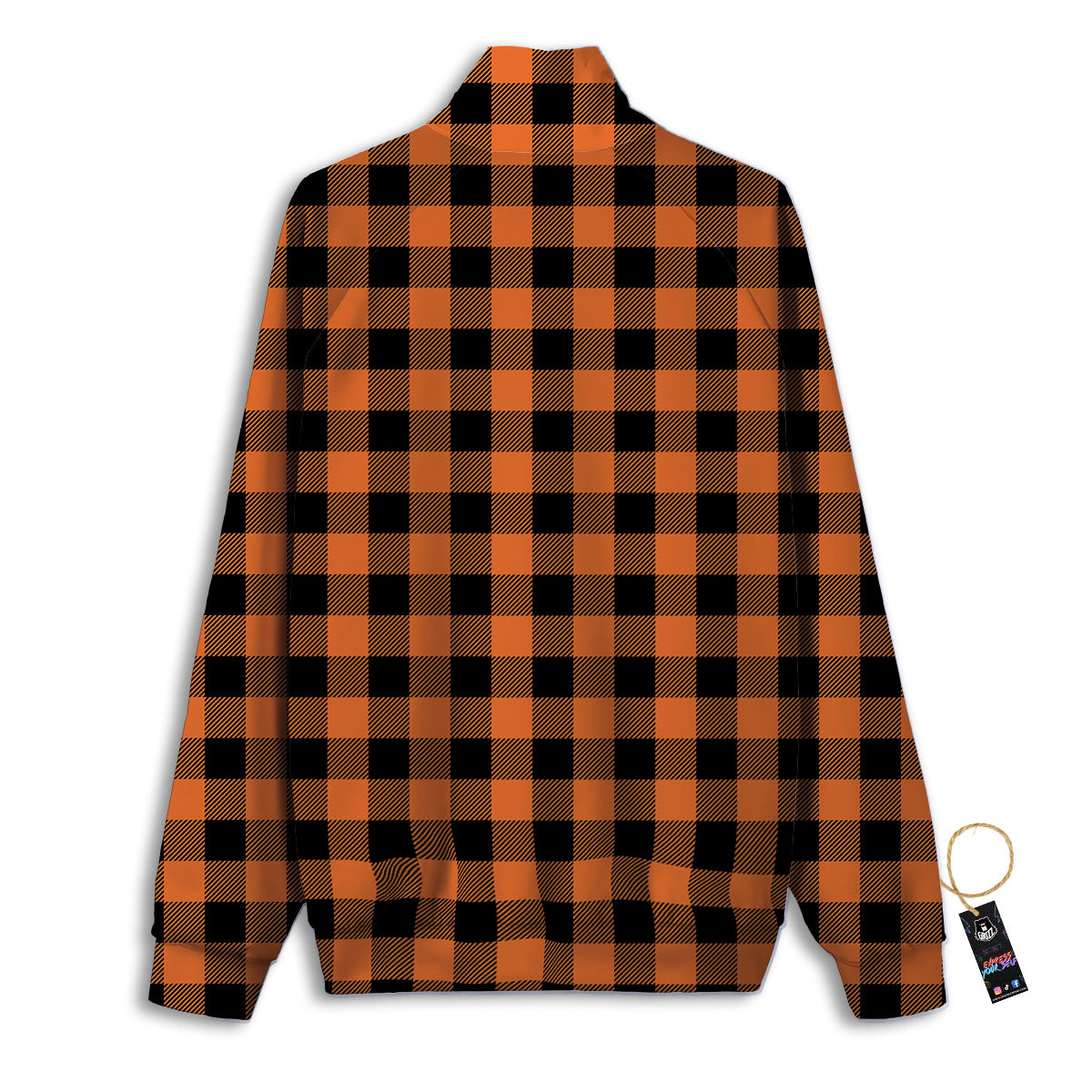 Buffalo Check Black And Orange Print Pattern Track Jacket-grizzshop