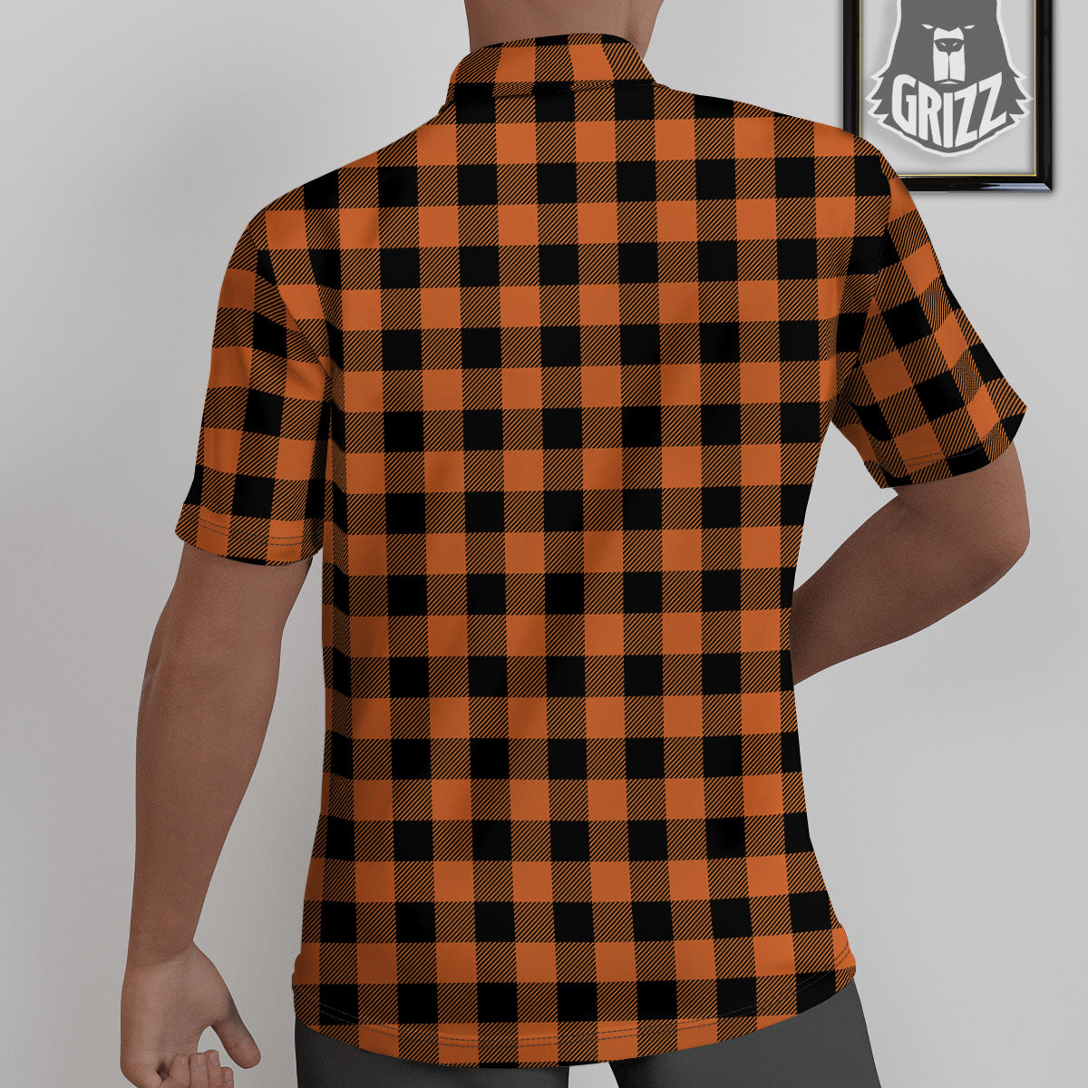 Buffalo Check Black And Orange Print Pattern Untucked Shirts-grizzshop