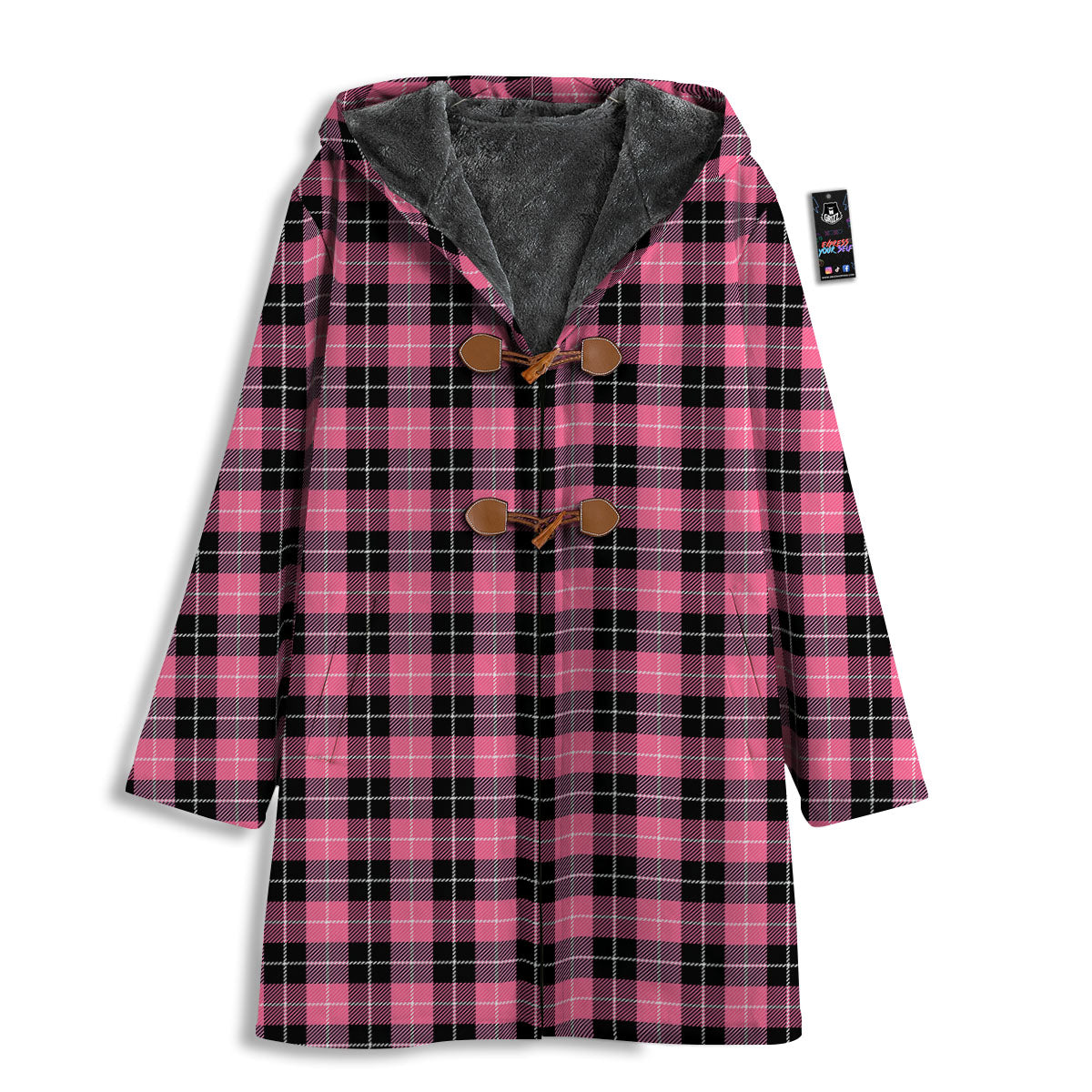 Buffalo Check Black And Pink Print Men's Windbreaker Jacket-grizzshop