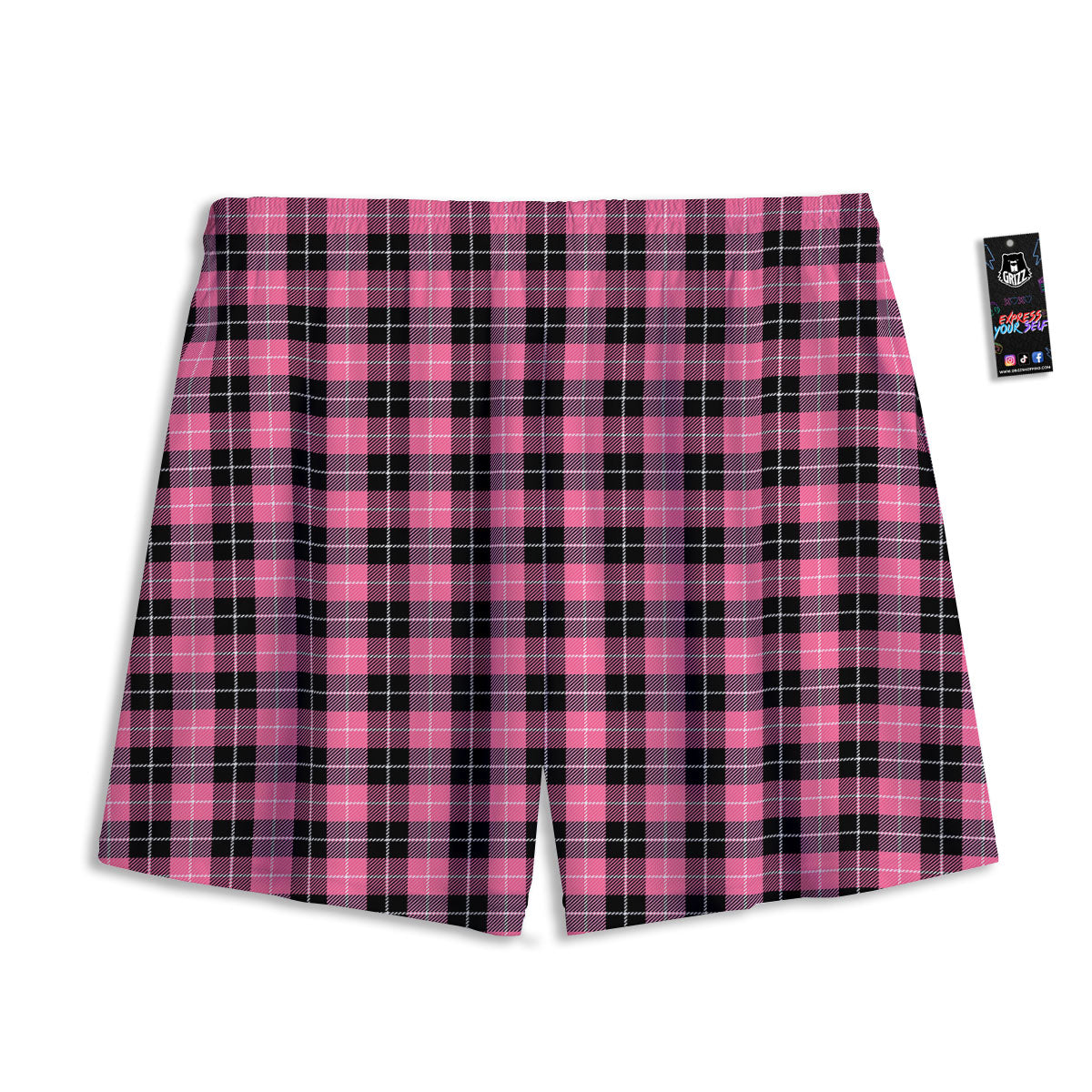 Buffalo Check Black And Pink Print Mesh Shorts
